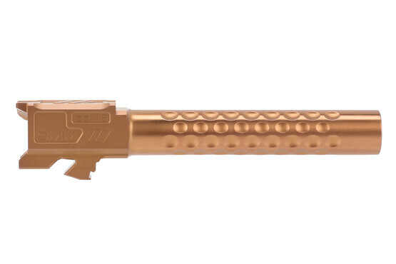 Zev Tech Glock 17 Gen 5 match barrel in bronze features dimpled fluting